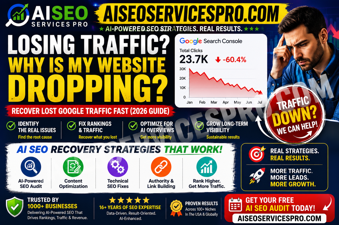 Why Is My Website Traffic Dropping? How to Recover Lost Google Traffic Fast (2026 AI Recovery Guide)
